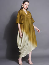 MEHNDI MIST ASYMMETRIC DRAPE DRESS