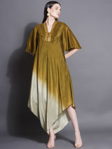 MEHNDI MIST ASYMMETRIC DRAPE DRESS