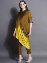 RADHIKA PANDIT IN MEHNDI MELLOW CONTOUR DRAPE CO-ORD SET