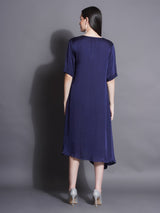 NAVY NOIR COWL DRAPE DRESS