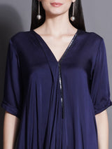 NAVY NOIR COWL DRAPE DRESS