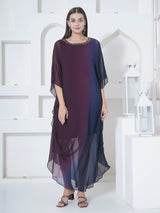 MIDNIGHT MERLOT ONE SIDE COWL KAFTAN