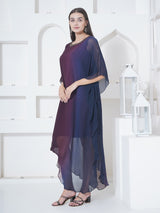 MIDNIGHT MERLOT ONE SIDE COWL KAFTAN