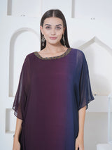 MIDNIGHT MERLOT ONE SIDE COWL KAFTAN