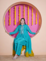 FIROZI FLAME TROPICAL MIRROR PEPLUM FLARE CAPE SET