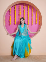 FIROZI FLAME PRINCESS FLARE SEQUINNNED CAPE SET