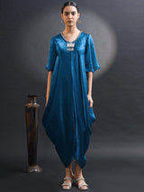 MIDNIGHT TEAL COCOON DRESS