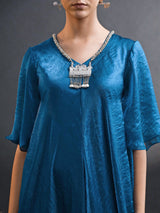 MIDNIGHT TEAL COCOON DRESS