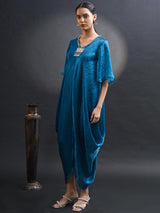 MIDNIGHT TEAL COCOON DRESS