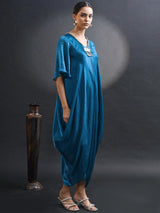 MIDNIGHT TEAL COCOON DRESS