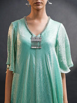 METALLIC TURQUOISE COCOON DRESS