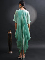 METALLIC TURQUOISE COCOON DRESS