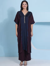 MIDNIGHT MERLOT METAL MIRAGE KAFTAN SET