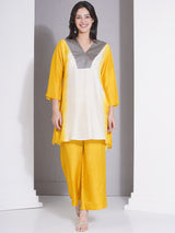 GOLDEN GLOW V-YOKE NECKLINE CO-ORD SET