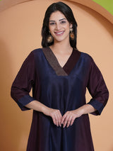 MIDNIGHT MERLOT PEACOCK CUT KURTA SET