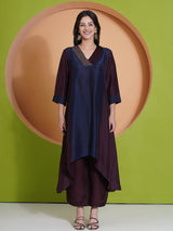 MIDNIGHT MERLOT PEACOCK CUT KURTA SET