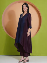 MIDNIGHT MERLOT PEACOCK CUT KURTA SET
