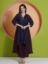 MIDNIGHT MERLOT PEACOCK CUT KURTA SET