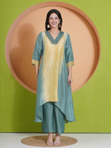 MARINE GLOW PEACOCK CUT KURTA SET