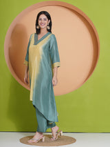 MARINE GLOW PEACOCK CUT KURTA SET