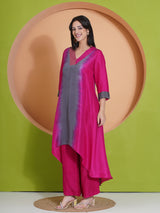 DUSKY ROSE PEACOCK CUT KURTA SET