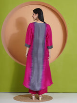 DUSKY ROSE PEACOCK CUT KURTA SET