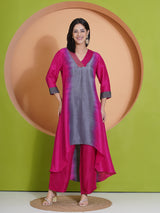 DUSKY ROSE PEACOCK CUT KURTA SET