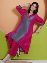 DUSKY ROSE PEACOCK CUT KURTA SET