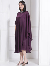 WINE WINGS ONE SIDE FLOW DRESS