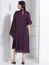 WINE WINGS ONE SIDE FLOW DRESS