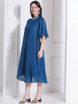 TEAL TOUCH ONE SIDE FLOW DRESS