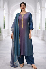 TEAL TITANIUM CLASSIC STRAIGHT KURTA SET