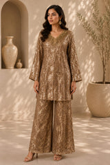 ANTIQUE GOLD SEQUIN RELAXED TUNIC SET