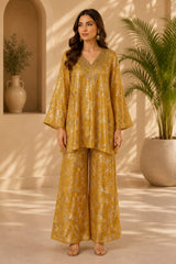 GOLDEN GLOW SEQUIN  RELAXED TUNIC SET