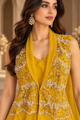 GOLDEN GLOW PRINCESS FLARE PEARL CAPE SET