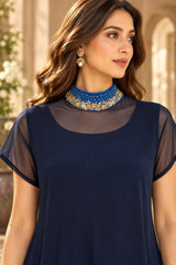 ROYAL RADIANCE JEWEL NECKLINE HANDKERCHIEF DRESS