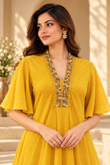 GOLDEN GLOW ASYMMETRIC DRAPE DRESS