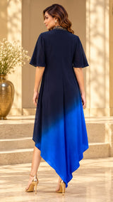 ROYAL RADIANCE ASYMMETRIC DRAPE DRESS