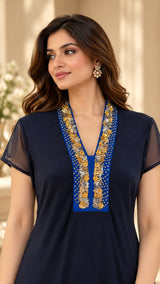 ROYAL RADIANCE V NECKLINE HANDKERCHIEF DRESS