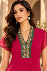 ROSE REEF V NECKLINE HANDKERCHIEF DRESS