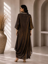 METALLIC MOONLIT JEWEL DRAPE DRESS