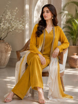 GOLDEN GLOW CO-ORD WITH CAPE STYLE JACKET