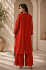 RUST RADIANCE CO-ORD WITH CAPE STYLE JACKET