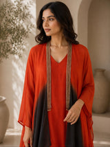 RUST RADIANCE CO-ORD WITH CAPE STYLE JACKET
