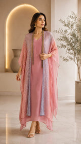 BLUSH BLOOM SEQUIN KAFTAN CAPE WITH DRESS