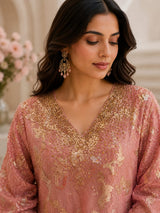 BLUSH BLOOM SEQUIN RELAXED TUNIC SET
