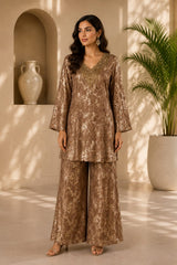 ANTIQUE GOLD SEQUIN RELAXED TUNIC SET